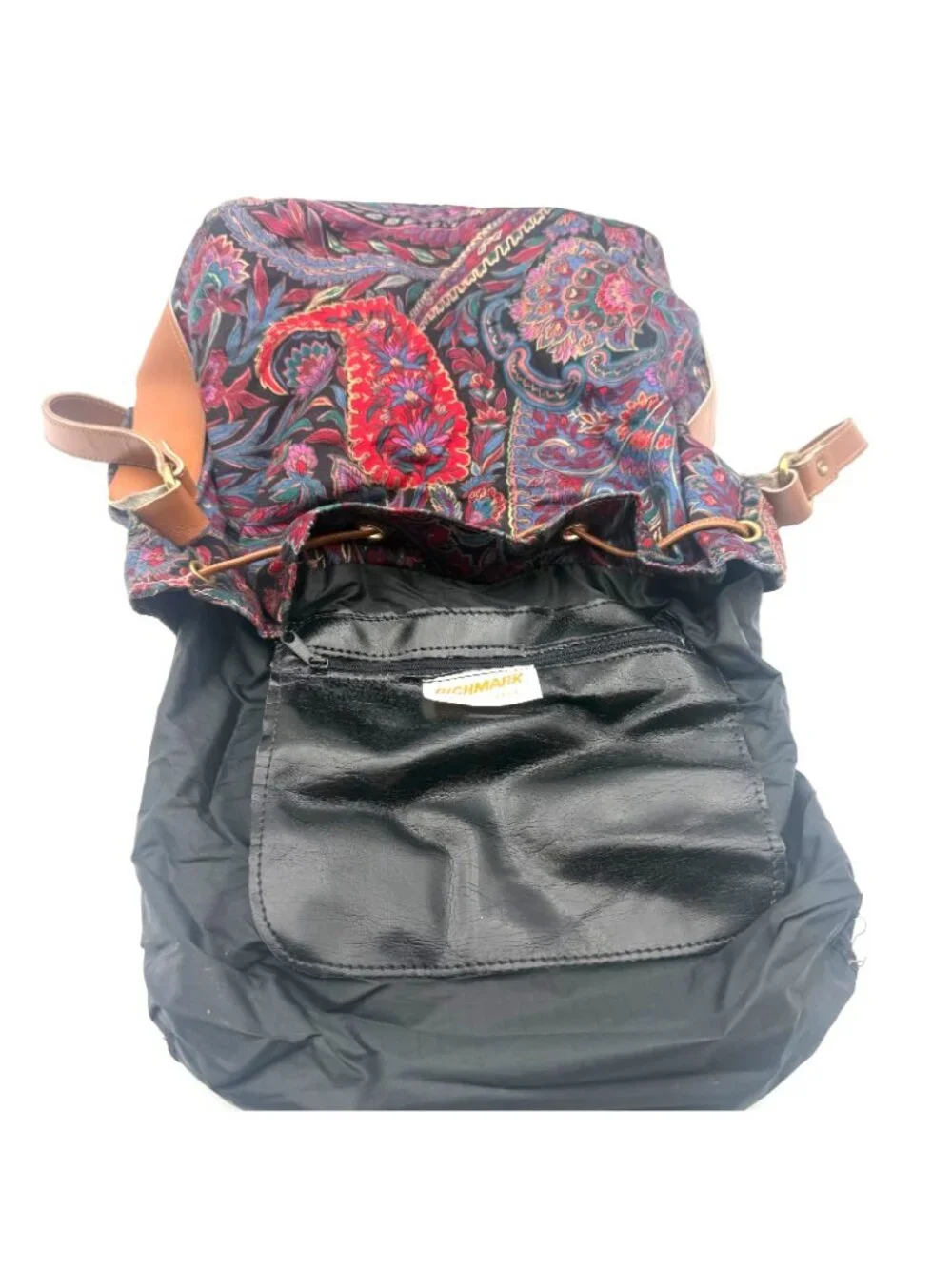 Vintage Richmark Paisley Drawstring Bucket Bag Boho Crossbody Purse USA